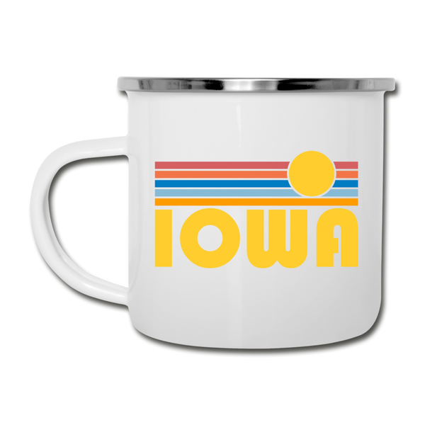 Iowa Camp Mug - Retro Sun Iowa Mug - white