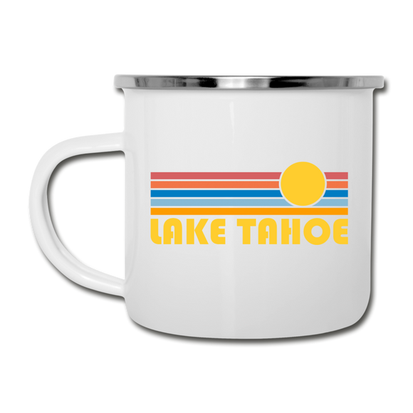 Lake Tahoe, California Camp Mug - Retro Sun Lake Tahoe Mug - white