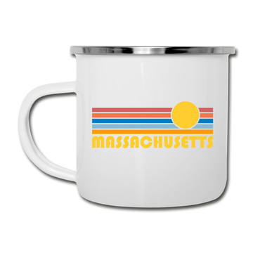 Massachusetts Camp Mug - Retro Sun Massachusetts Mug - white