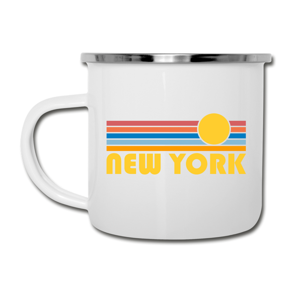 New York, New York Camp Mug - Retro Sun New York Mug - white