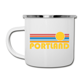 Portland, Oregon Camp Mug - Retro Sun Portland Mug
