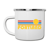 Portland, Oregon Camp Mug - Retro Sun Portland Mug