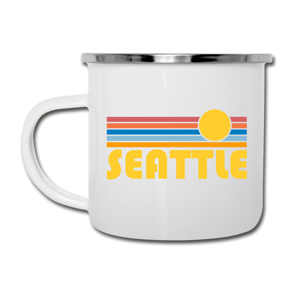 Seattle, Washington Camp Mug - Retro Sun Seattle Mug - white