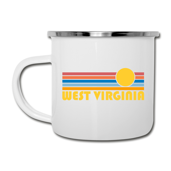 West Virginia Camp Mug - Retro Sun West Virginia Mug - white
