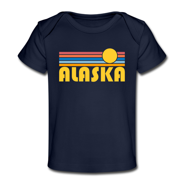 Alaska Baby T-Shirt - Organic Retro Sun Alaska Infant T-Shirt - dark navy