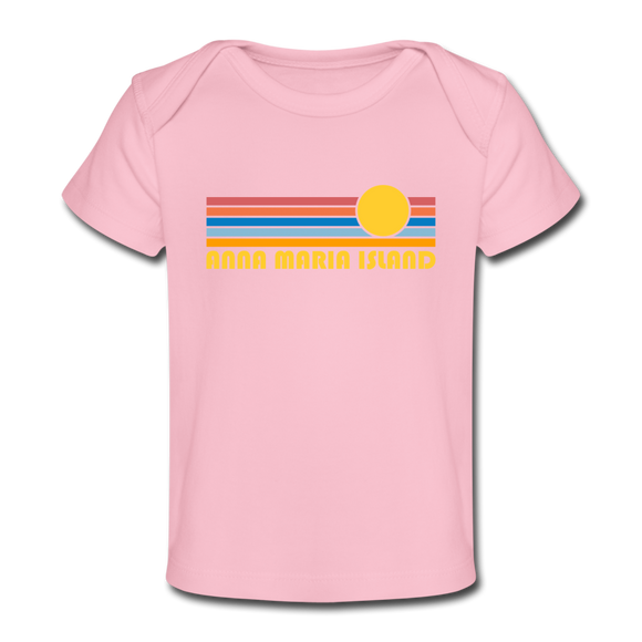 Anna Maria Island, Florida Baby T-Shirt - Organic Retro Sun Anna Maria Island Infant T-Shirt - light pink