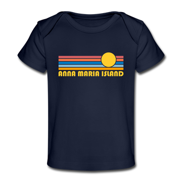 Anna Maria Island, Florida Baby T-Shirt - Organic Retro Sun Anna Maria Island Infant T-Shirt - dark navy