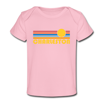 Charleston, South Carolina Baby T-Shirt - Organic Retro Sun Charleston Infant T-Shirt - light pink