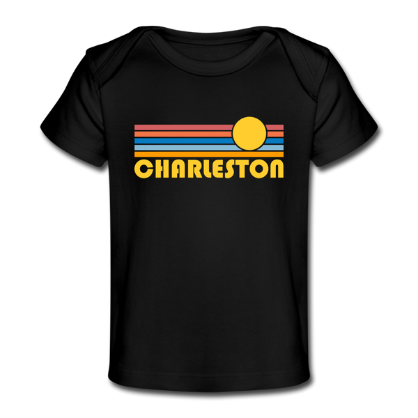 Charleston, South Carolina Baby T-Shirt - Organic Retro Sun Charleston Infant T-Shirt - black