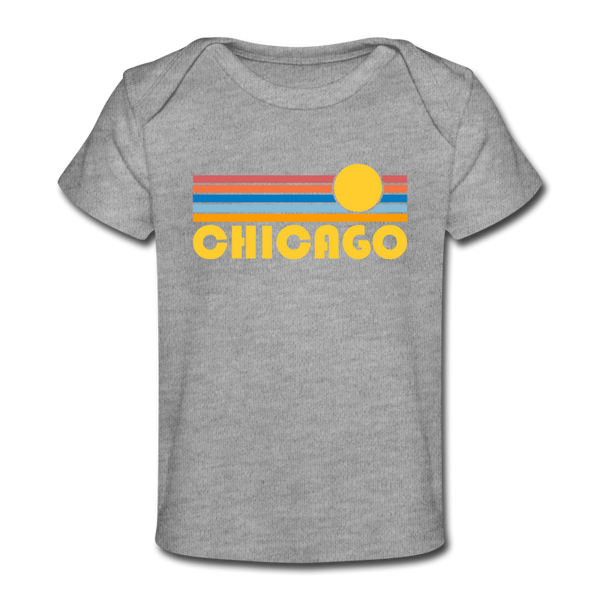 Chicago, Illinois Baby T-Shirt - Organic Retro Sun Chicago Infant T-Shirt - heather gray
