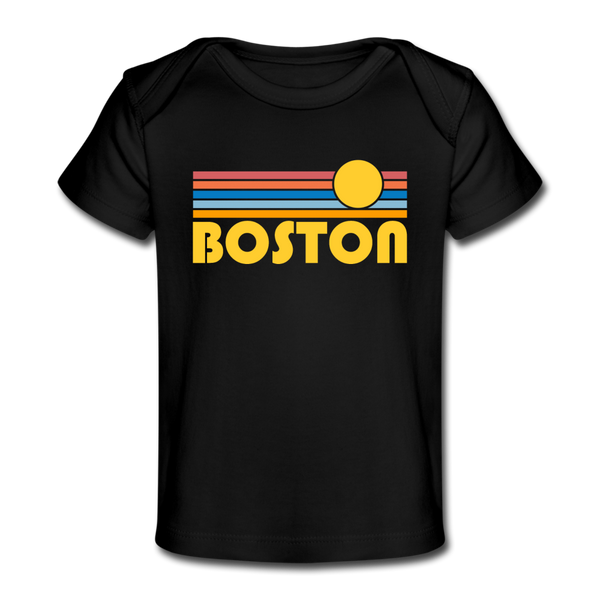 Boston, Massachusetts Baby T-Shirt - Organic Retro Sun Boston Infant T-Shirt - black