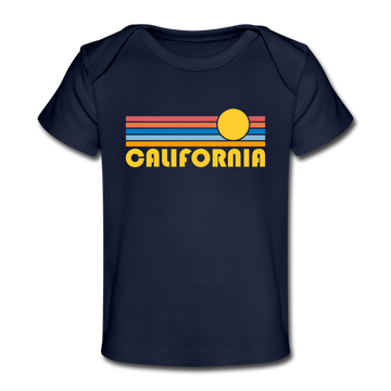 California Baby T-Shirt - Organic Retro Sun California Infant T-Shirt - dark navy
