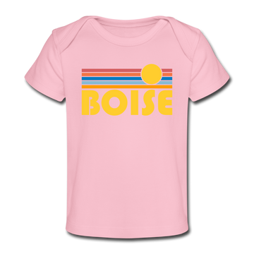 Boise, Idaho Baby T-Shirt - Organic Retro Sun Boise Infant T-Shirt - light pink