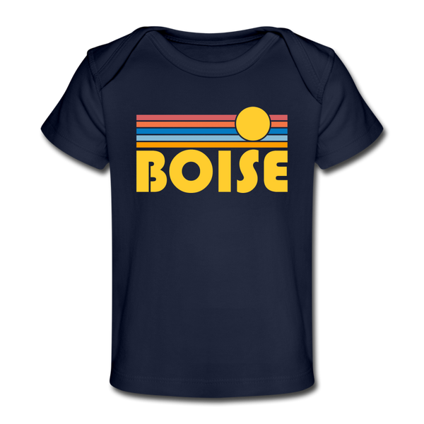 Boise, Idaho Baby T-Shirt - Organic Retro Sun Boise Infant T-Shirt - dark navy