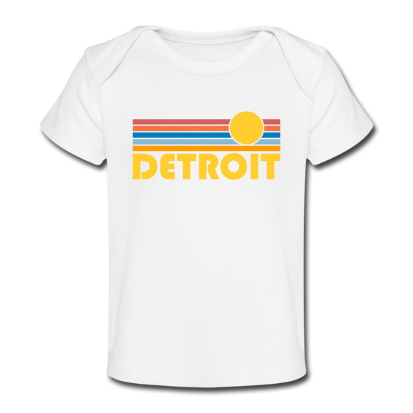Detroit, Michigan Baby T-Shirt - Organic Retro Sun Detroit Infant T-Shirt - white