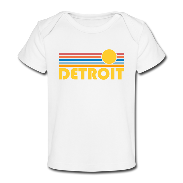 Detroit, Michigan Baby T-Shirt - Organic Retro Sun Detroit Infant T-Shirt - white