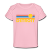 Detroit, Michigan Baby T-Shirt - Organic Retro Sun Detroit Infant T-Shirt - light pink