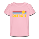 Detroit, Michigan Baby T-Shirt - Organic Retro Sun Detroit Infant T-Shirt - light pink