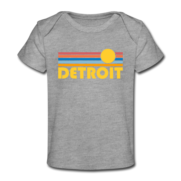 Detroit, Michigan Baby T-Shirt - Organic Retro Sun Detroit Infant T-Shirt - heather gray