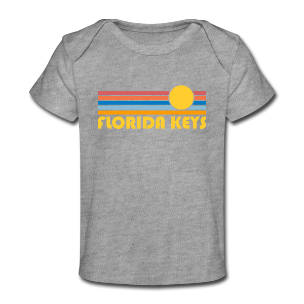 Florida Keys, Florida Baby T-Shirt - Organic Retro Sun Florida Keys Infant T-Shirt - heather gray