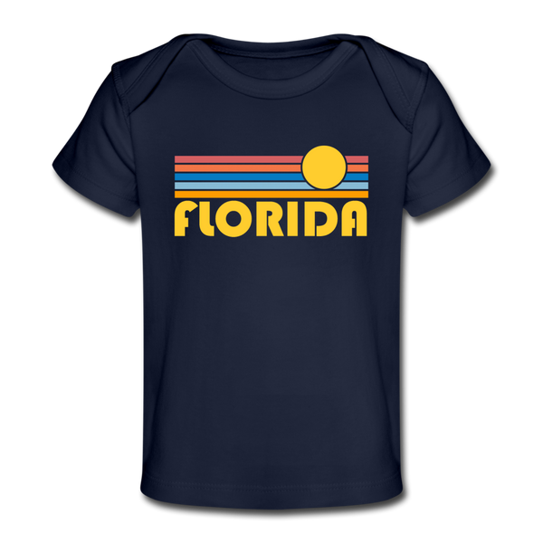 Florida Baby T-Shirt - Organic Retro Sun Florida Infant T-Shirt - dark navy