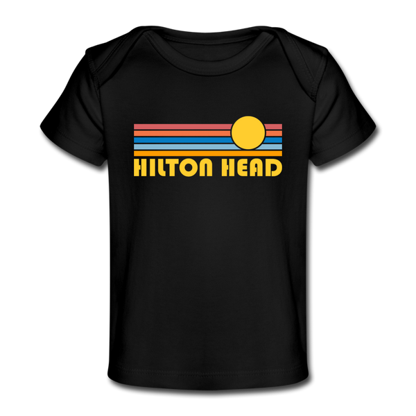 Hilton Head, South Carolina Baby T-Shirt - Organic Retro Sun Hilton Head Infant T-Shirt - black