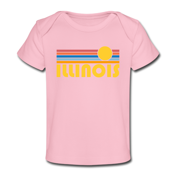 Illinois Baby T-Shirt - Organic Retro Sun Illinois Infant T-Shirt - light pink