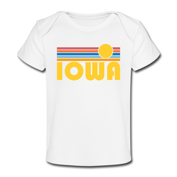 Iowa Baby T-Shirt - Organic Retro Sun Iowa Infant T-Shirt - white