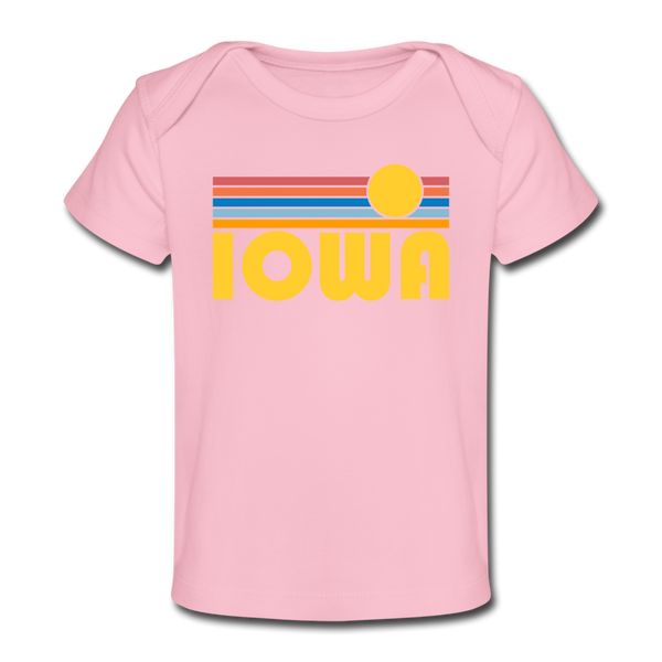 Iowa Baby T-Shirt - Organic Retro Sun Iowa Infant T-Shirt - light pink