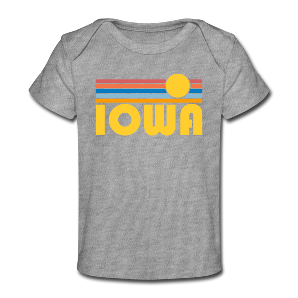 Iowa Baby T-Shirt - Organic Retro Sun Iowa Infant T-Shirt - heather gray