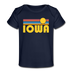 Iowa Baby T-Shirt - Organic Retro Sun Iowa Infant T-Shirt - dark navy