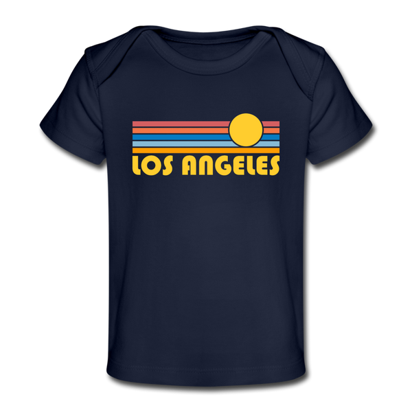 Los Angeles, California Baby T-Shirt - Organic Retro Sun Los Angeles Infant T-Shirt - dark navy