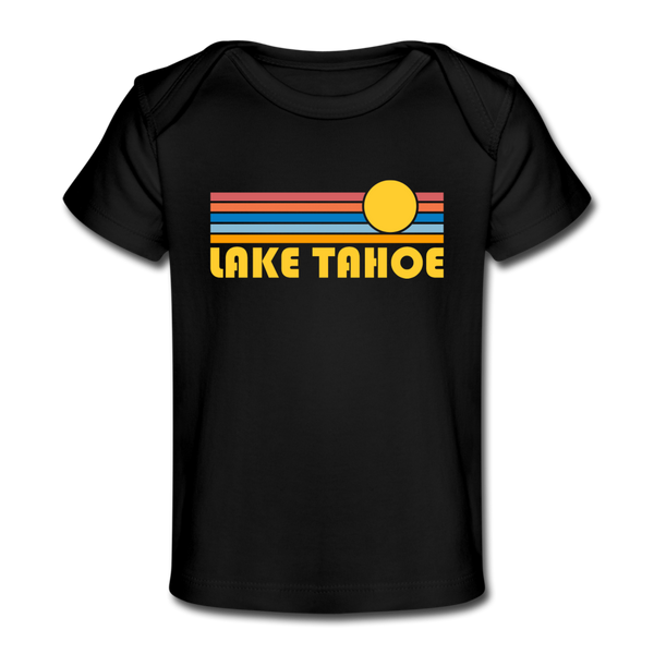 Lake Tahoe, California Baby T-Shirt - Organic Retro Sun Lake Tahoe Infant T-Shirt - black