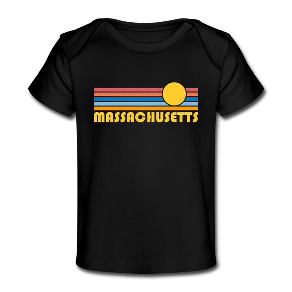 Massachusetts Baby T-Shirt - Organic Retro Sun Massachusetts Infant T-Shirt - black