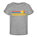 Massachusetts Baby T-Shirt - Organic Retro Sun Massachusetts Infant T-Shirt - heather gray