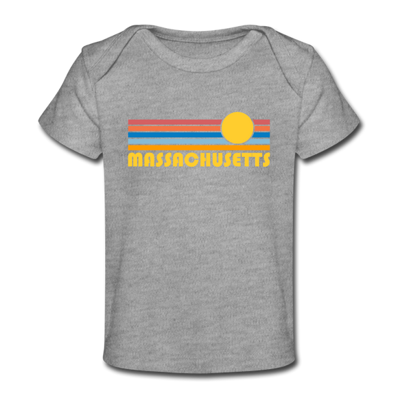 Massachusetts Baby T-Shirt - Organic Retro Sun Massachusetts Infant T-Shirt - heather gray