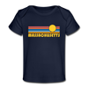 Massachusetts Baby T-Shirt - Organic Retro Sun Massachusetts Infant T-Shirt - dark navy