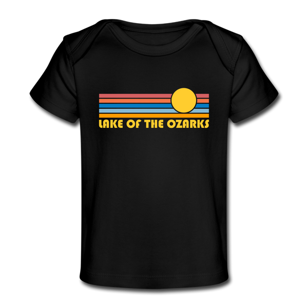 Lake of the Ozarks, Missouri Baby T-Shirt - Organic Retro Sun Lake of the Ozarks Infant T-Shirt - black