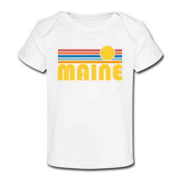 Maine Baby T-Shirt - Organic Retro Sun Maine Infant T-Shirt - white