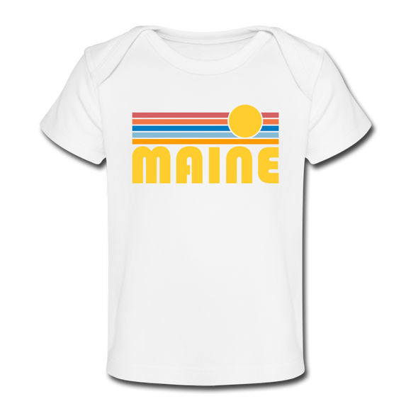 Maine Baby T-Shirt - Organic Retro Sun Maine Infant T-Shirt - white