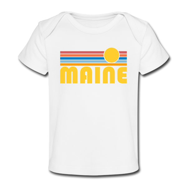 Maine Baby T-Shirt - Organic Retro Sun Maine Infant T-Shirt - white