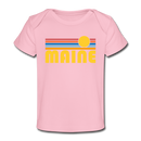Maine Baby T-Shirt - Organic Retro Sun Maine Infant T-Shirt - light pink