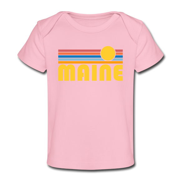 Maine Baby T-Shirt - Organic Retro Sun Maine Infant T-Shirt - light pink