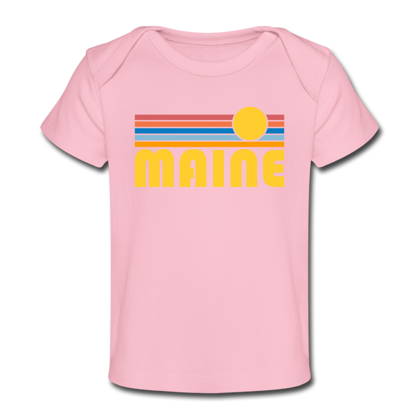 Maine Baby T-Shirt - Organic Retro Sun Maine Infant T-Shirt - light pink