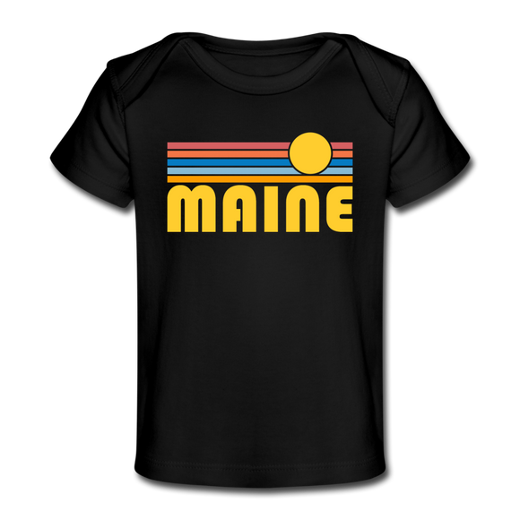 Maine Baby T-Shirt - Organic Retro Sun Maine Infant T-Shirt - black