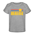 Maine Baby T-Shirt - Organic Retro Sun Maine Infant T-Shirt - heather gray