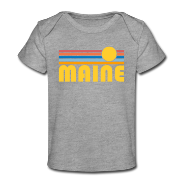Maine Baby T-Shirt - Organic Retro Sun Maine Infant T-Shirt - heather gray