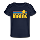 Maine Baby T-Shirt - Organic Retro Sun Maine Infant T-Shirt - dark navy