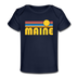 Maine Baby T-Shirt - Organic Retro Sun Maine Infant T-Shirt - dark navy