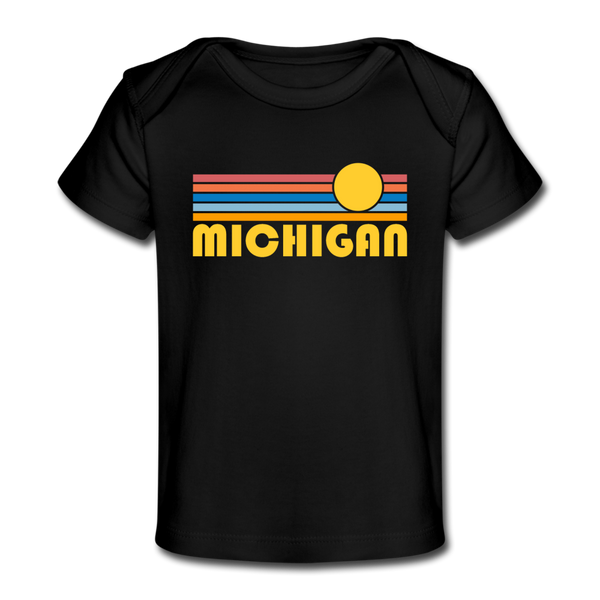 Michigan Baby T-Shirt - Organic Retro Sun Michigan Infant T-Shirt - black